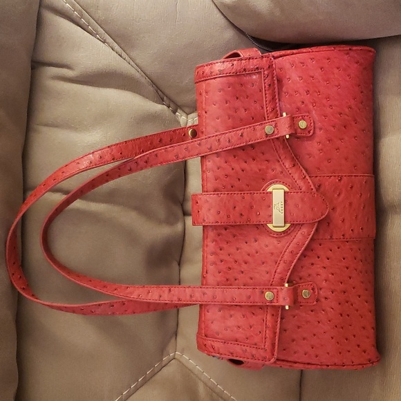 Koret Ostrich Embossed Elegant Red  Shoulder Bag - Picture 1 of 9